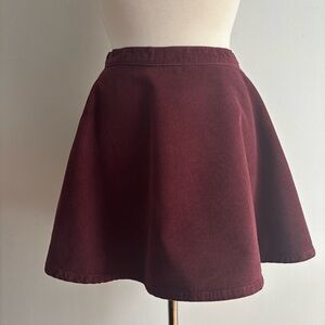 AMERICAN APPAREL Dark Red Corduroy 100% Cotton Made in USA Skater Skirt / M
